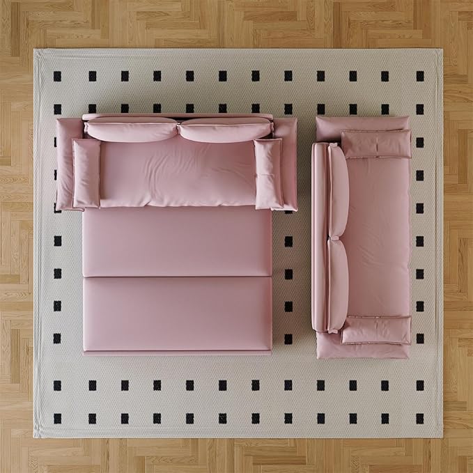 Pull Out Sofa Bed Queen 3 in 1 Convertible Sleeper Sofa Couch with Pullout Bed Comfy Futon Sofa cama moderno Velvet Recliner Loveseat for Living Room Apartment Small Space 70 Pink
