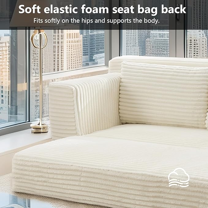 Boneless Couch 2 in 1 Convertible71 Corduroy Cloud Loveseat SofaMemory Foam Couch in a BoxNo Assembly Small Sofa for Living RoomApartments Home OfficeBedroom-Beige