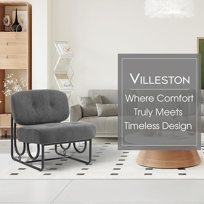 Comfy Accent Chair Mid Century Inspired Decorative Chair with Thick Padding Modern Accent Chairs for Lounge Office and Living Room Durable Iron Construction Gray