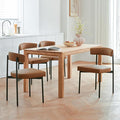 Brown Faux Leather Dining Chairs Set of 4 Armless Upholstered Kitchen ChairModern Dining Room Chair with Curved Backrest