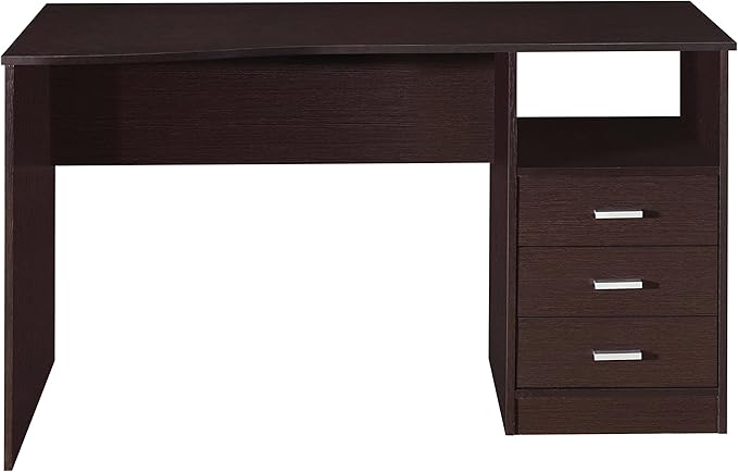 Techni Mobili 51 Classic Computer Desk with Drawers 3-Drawer Home Office Desk with Storage (Brown)