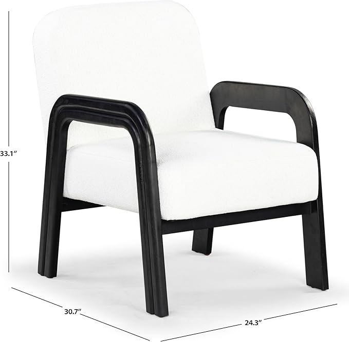 SAFAVIEH Couture Collection Roslina Ivory Boucle/Black Accent Chair (Fully Assembled)