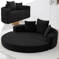 67” Foldable Couch Bed Corduroy Round Floor Couch with 3 Comfy Pillows 2 in 1 Convertible Sofa Bed for Living Room Apartment 380 LBS Capacity No Assembly (Black)