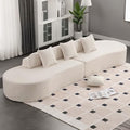 130.5” Oversized Curved Sectional Sofa Modern Cloud Curved Couch Boneless Compression Sofa with 3 Pillows for Living Room Apartment Office No Assembly Required Terrycloth Fabric Beige