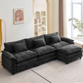 120 Modular Sectional Sofa Comfy Cloud Couch Sectional Sofa with Ottoman Chenille Sofa Sleeper Deep Seat Sofa with Throw Pillows for Living Room (Black 120- L Shape)