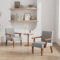Fabric Accent Chair Set - Arm Chairs Set of 2 with Wood Side TableLiving Room Chairs with Soft Seat for Reading RoomBedroomWaiting RoomOffice(Light Gray)
