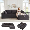 Cloud Sectional Couch with L-Shape Chaise 105 Modern Minimalist Modular Sectional Sofa Fluffy Corduroy Upholstered Couches for Living Room No Assembly Required (Dark Grey)