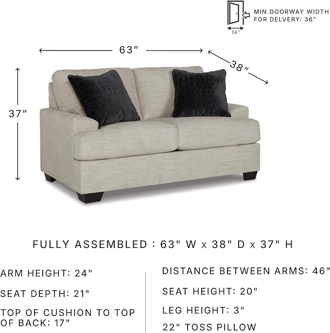 Signature Design by Ashley Vayda Contemporary Loveseat for Living Room Beige
