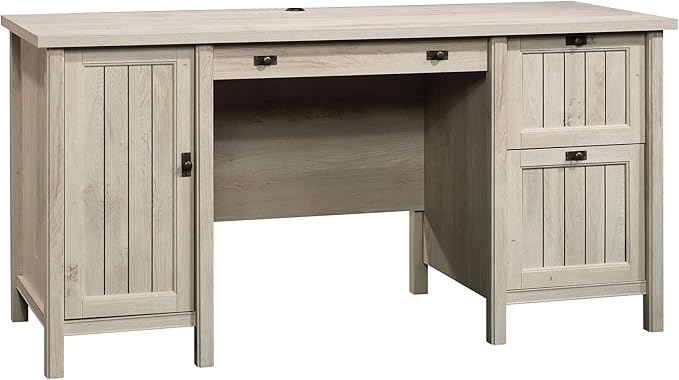 Sauder Costa Computer Desk with Storage Drawers Home Office Desk in Chalked Chestnut