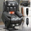 KEIKI Oversized Recliner Chair Electric Dual Motor Lift Leather Recliner for Elderly Synthetic Leather Upholstery with Infinite Position and Back Massager with Heat Rocking Lounge Chair Grey