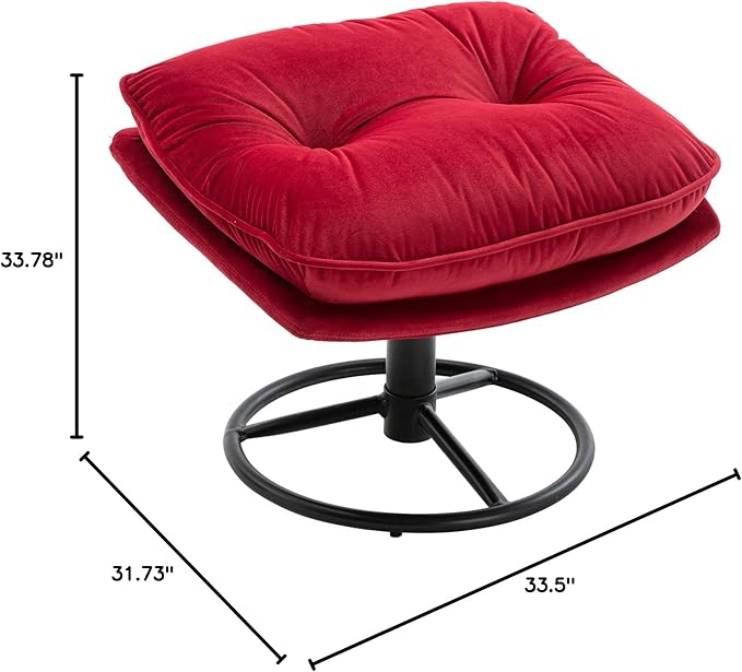 Accent Chair TV Chair Living Room Chair with Ottoman Dark RED