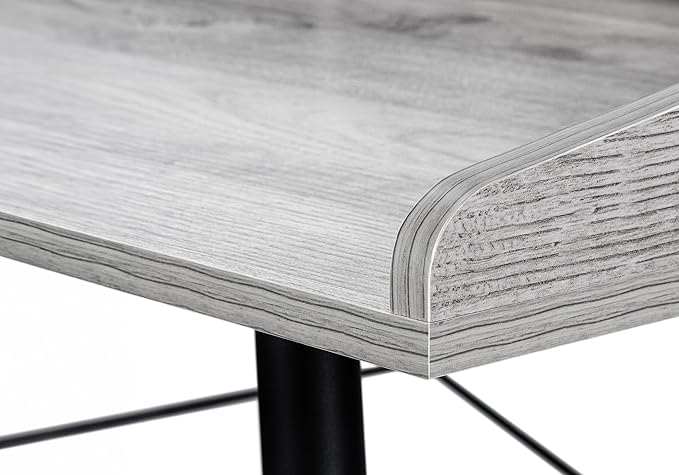 Penau Computer Desk for Home Office with Storage Shelves 48 Inches Long Grey Laminate Finish with Black Metal Base