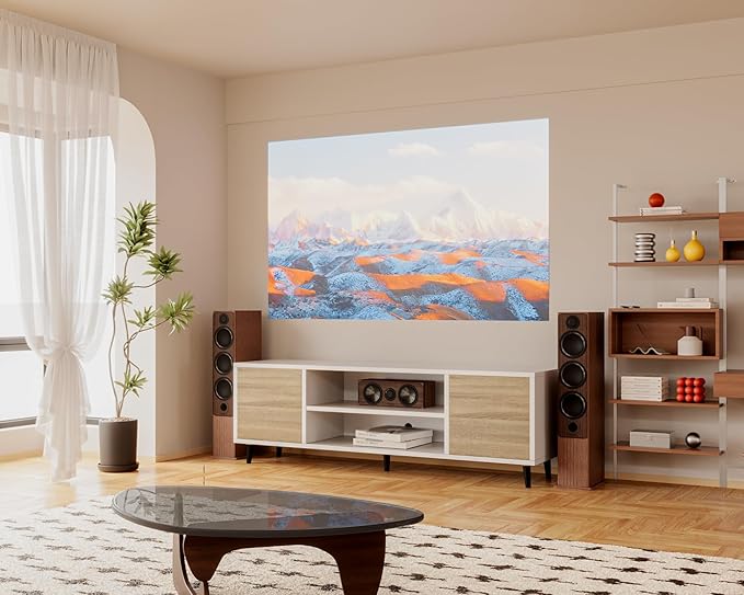 YESHOMY Modern TV Stand for 65 Inch TV 58 Entertainment Center with Storage Cabinets Media Console for Living Room &amp Apartment Minimalist Retro TV Cabinet Bright White