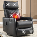 Massage Recliner Chair with Heat Slim Recliners for for Adults Swivel Rocking Chair Recliner with High Back Small Recliner Chair for Small Spaces Living Room Adjustable Footrest (Black)