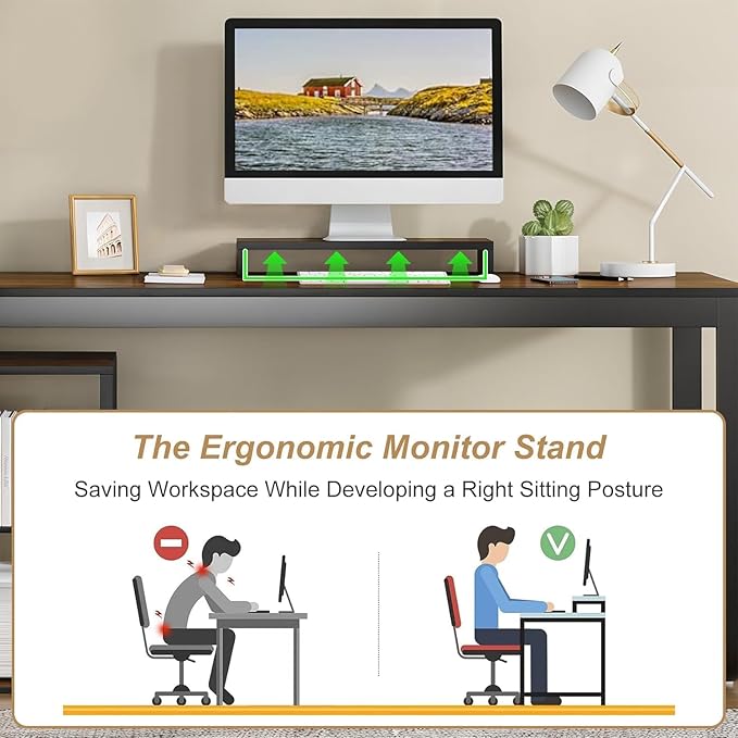 55 Inch L Shaped Desk with 3 Drawers Home Office Desk with Storage Shelves Computer Desk with Monitor Stand Black