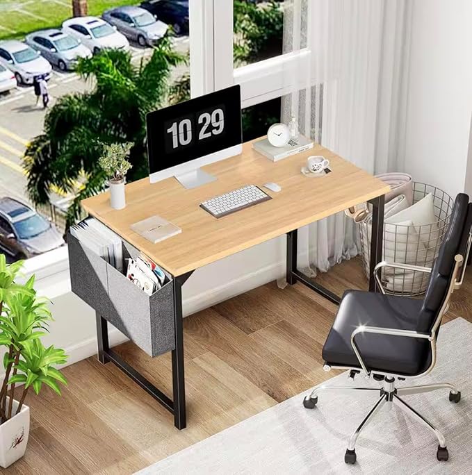31.5-inch Oak Home Office Desk with Storage Bag and Hook EE79237