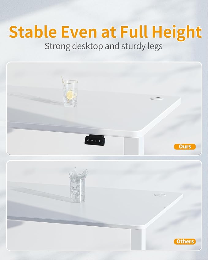 CubiCubi Electric Standing Desk 48 x 24 Inches Height Adjustable Sit Stand Desk Ergonomic Home Office Computer Workstation White
