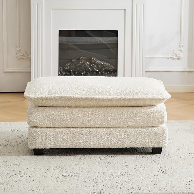 Ottoman for Modular Sectional Sofa Deep Seat Ottoman for Living Room Bedroom and Entrance (Beige)
