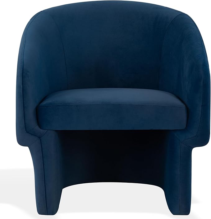 SAFAVIEH Couture Collection Susie Navy Velvet Barrel Back Accent Chair (Fully Assembled)
