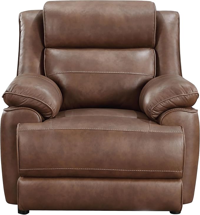 Coaster Home Furnishings - Ellington - Faux Leather Upholstered Padded Accent Chair with Black Legs Pillowtop Arms and Pocket Coil Seating - Living Room Chair - Dark Brown - 508283