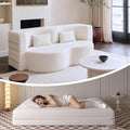 78 Inch Couch Queen Sleeper Loveseat Cloud Sofa Bed Convertible Folding Teddy Full Size Boneless Sofabed for Living Room Guestroom Lazy Lounge Floor Fold Out Sofa Bed No Assembly (Beige)