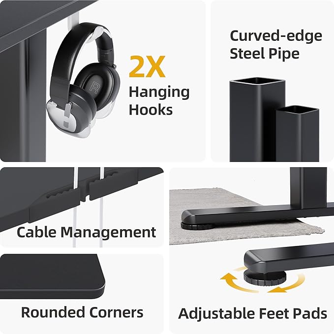 Claiks Electric Standing Desk 40x24 Inches Adjustable Height Workstation Sit Stand Home Office Desk with Splice Board Black