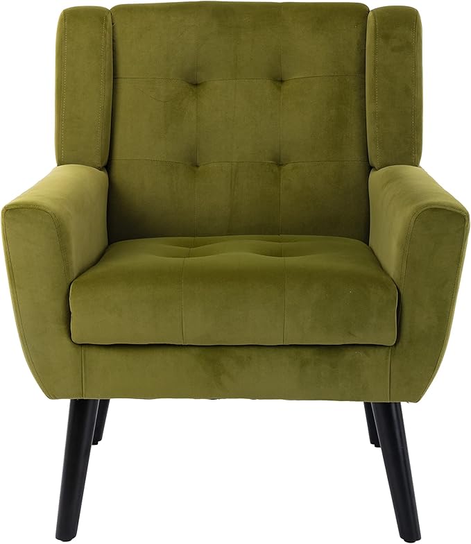 Modern Soft Velvet Material Ergonomics Accent Chair Living Room Chair Bedroom Chair Home Chair with Black Legs for Indoor Home