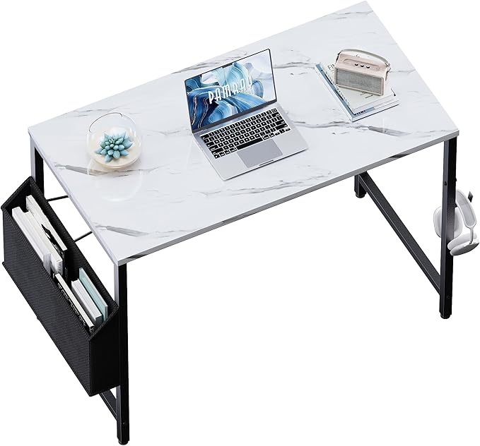 Pamray 32 Inch Computer Desk for Small Spaces with Storage Bag Home Office Work Desk with Headphone Hook Small Study Writing Table