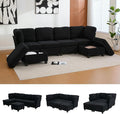 113.39 Modular Sectional Sofa 6 Seaters Sectional Sleeper Sofa U Shaped Couch Comfy Convertible Couches with Ottomans Oversized Modular Sofa with Large Storage for Living Room (Black)