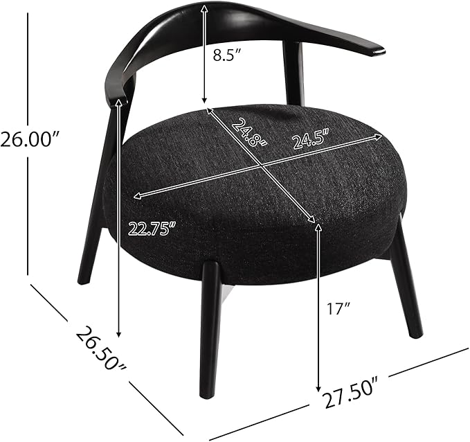 Cozy Black Fabric Accent Chair for Living Room Bedroom or Study
