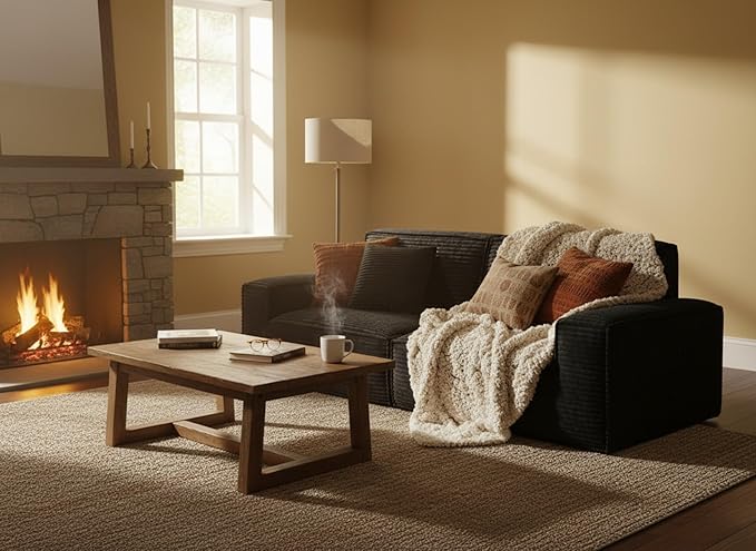 106 Cloud Sectional Couch with Deep Seat No Assembly Required Modern Upholstered Boneless Couches with 2 Pillows Full Sponge Compressed Sofa for Living Room/Apartment (Black)