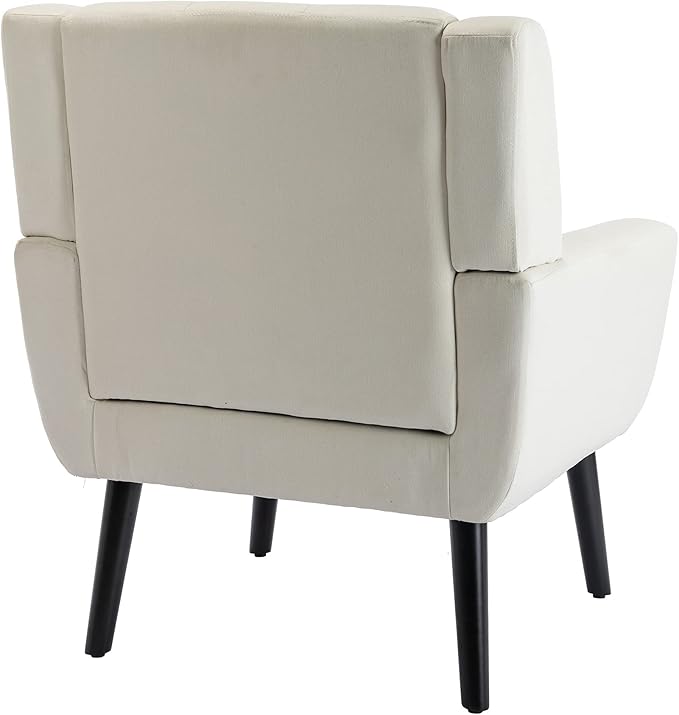 Modern Velvet Accent Chair/Living Room Chair/Arm Chair/Lounge Chair with Solid Wood LegsSuitable for Clubs Living Rooms Offices Balconies (Beige)