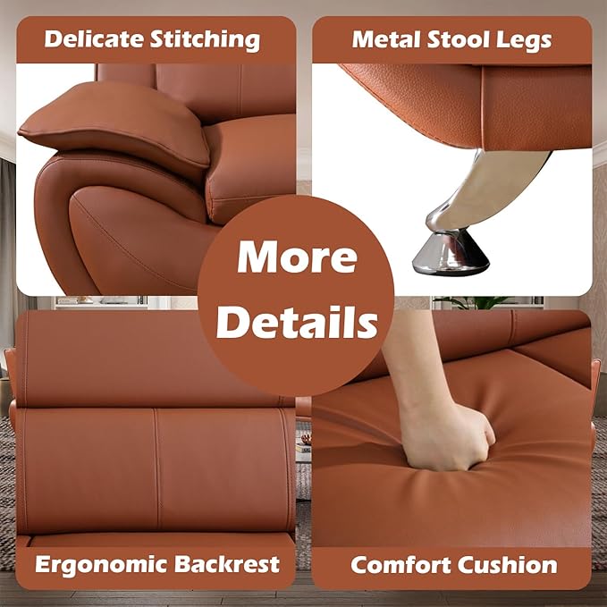 Leather Couch Set for Living RoomFaux Leather Sofa Set 2 Piece with 3 Seater Sofa2 Seater Loveseat for Living Room/House/Bedroom/Office/ApartmentOrange