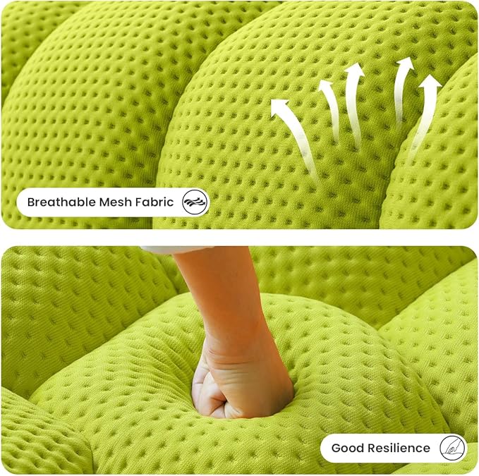 79.53'' Modern Bubble Sofa Love Seat Curved Couch Breathable Mesh Lazy Floor Sofa 3D Honeycomb Shape Bubble Couches for Living Room Office Apartment Small Space Fluorescent Green 2 Seater