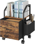 Small File Cabinet Rolling Filing Cabinet for Under Desk with Divider Single Non-Woven Fabric Drawer File Organizer for A4/Letter Size Documents Under Desk Storage Rustic Brown FCHR3001
