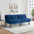 Convertible Velvet Futon Sofa Bed Comfy 72 L Sleeper Couch with Thicker Cushion Upholstered Modern Reclining Loveseat Folding Sofa for Small Living Room Dorm Apartment Office Navy