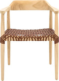 SAFAVIEH Home Collection Munro Natural Sungkai Wood/Light Honey Leather Woven Accent Chair (Fully Assembled)