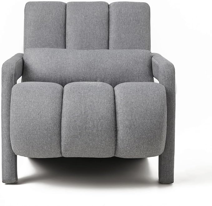 Modern Upholstered Accent Chair with Pillow - Comfortable and Sturdy Linen Fabric for Living Room Bedroom Office and More (Dark Grey)