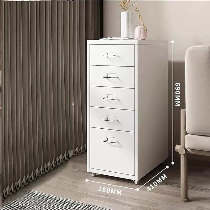 File Cabinet Multilayer Tin Cabinet Household Storage Narrow Storage Cabinet File Cabinet Office Drawer Cabinet (Color : White)
