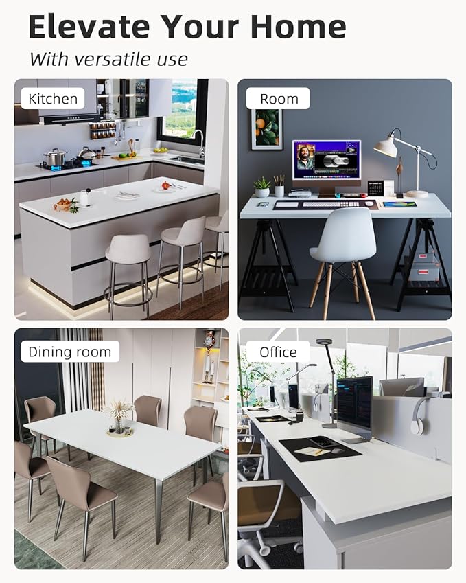 Universal 60 x 24 One-Piece Particle Board Table Top 1 Thick Desktop for Stand Up Height Adjustable Desk Frames Home Office Tabletop Countertop DIY White