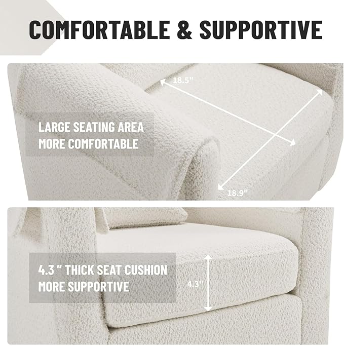 Swivel Accent Chair with Ottoman Modern Chenille Comfortable Bucket Chair with Removable Pillow Small Couch Barrel Armchair for Small Spaces Living Room Bedroom Office (White)