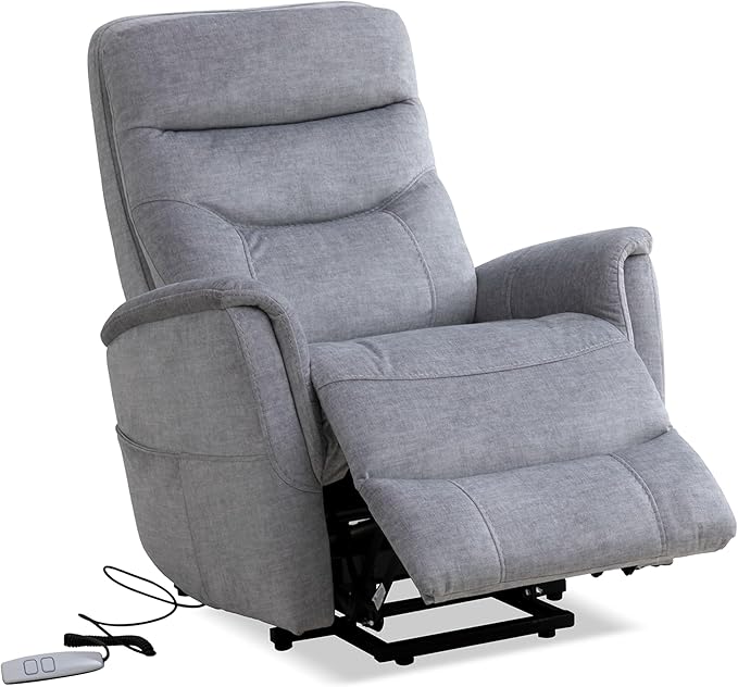 Parker Living Gemini - Capri Silver Power Lift Recliner Chair with Articulating Headrest 100% Polyester Electric Recliner for Living Room