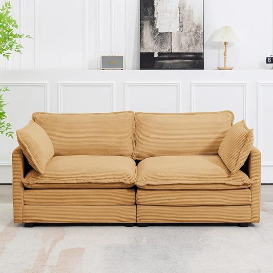 78 Loveseat Sofa for Living Room Modern 2 Seater Corduroy Sofa Couch for Bedroom OfficeYellow
