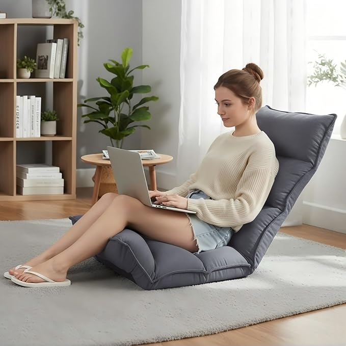 Dual-End 14-Position Recliner Chair with Ergonomic Back Support Single Sofa for Living Room (Gray)