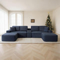 125 U-Shaped Sectional Couch Oversized Modular Sectional Sofa with USB Port &amp Storge Console Modern Corduroy Boneless Cloud Couch for Living Room No Assembly RequiredBlue