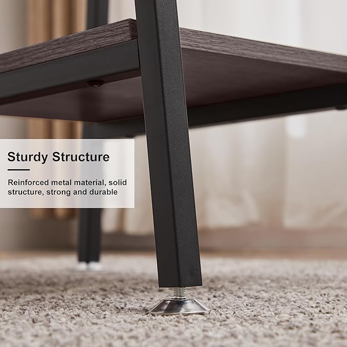 VECELO 43 Inch Computer Desk Writing Study Work Office Table Modern Desk with Shelves Wooden Desk for Home BedroomBrown Desk