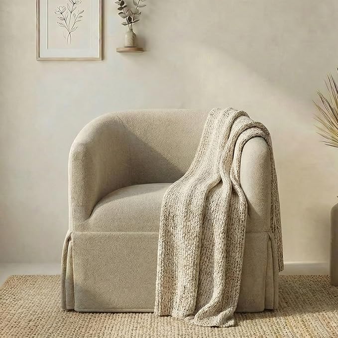 Swivel Accent Chair 360 Degree Performance Fabric Armchair Modern Barrel Chairs Armchair for Living Room Bedroom Home and OfficeTaupe
