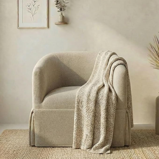 Swivel Accent Chair 360 Degree Performance Fabric Armchair Modern Barrel Chairs Armchair for Living Room Bedroom Home and OfficeTaupe