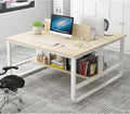 47 Inch Two Person Computer Desk with Partition &amp Shelves Space Saving Home Office Workstation Writing Study Desk for Professionals Students Sturdy Modern Design in White