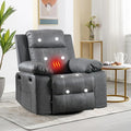 Massage Recliner Chair for Adults360 Degree Manual Swivel Rocker Recliner with Heat and VibrationPU Leather Glider Rocking Reclining Chair for Home Theater SeatingLoungeNurseryLiving Room(Grey)